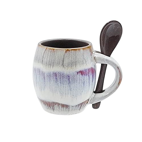 Espresso Cups with Spoon Glazed Ceramic 5oz Set Coffee Mugs, Best Novelty Gifts for Coffee Tea Lover/Addicts