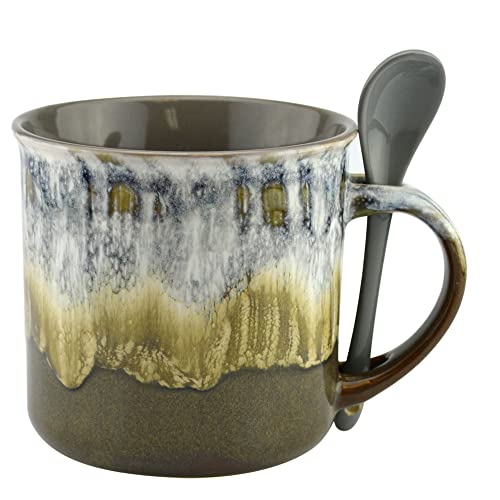 Ceramic Coffee Mugs Unique Glazed Coffee & Tea Cups - 18 Ounce - Best Gift for Coffee Tea Lover/Addicts