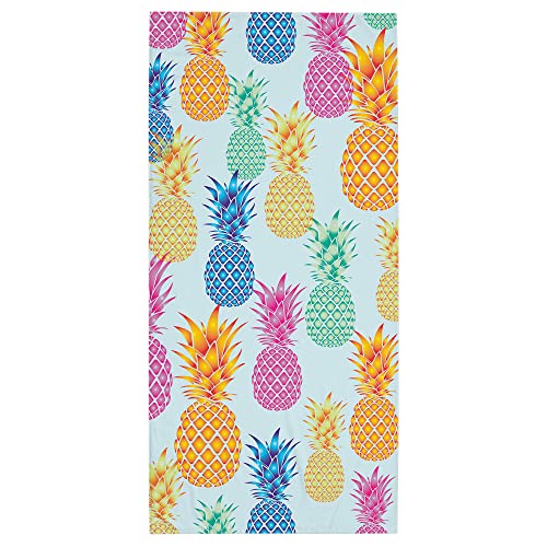 Rockin Towels Pineapple Beach Towels 30″ x 60″ Soft Cotton Velor Novelty Fun Towels for Men & Women (Multicolor, 1)