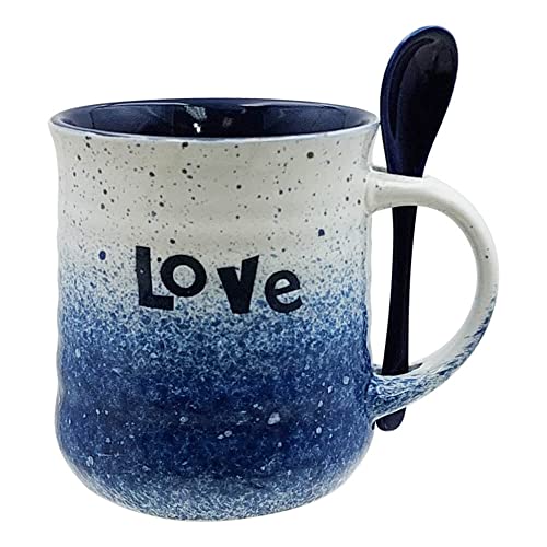 Mug Set, Couples Gift Mugs Love Theme Glazed Ceramic Coffee and Tea Cup with Handle - a great marriage or couples Gift 19 ounces