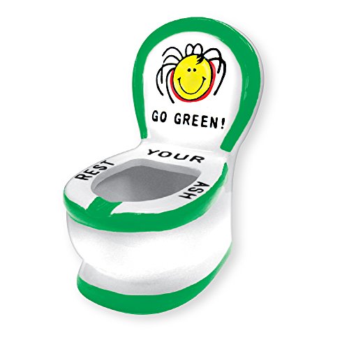 Ashtray Ceramic Toilet Funny Novelty Ashtrays Rasta Go Green 'Rest Your Ash' Cigarette or Cigar Ashtray - Great Gag Gifts, White Elephant Gifts, Secret Santa