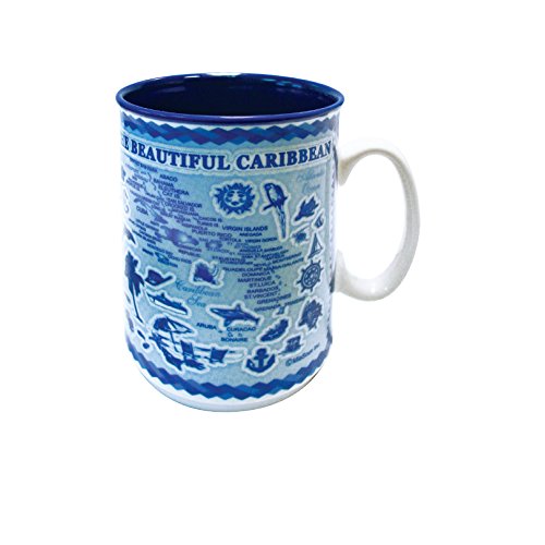 Rockin Gear Mug Caribbean Islands Souvenir Gifts Mugs Embossed Ceramic Coffee & Tea Cup 11 oz - Best Caribbean Gift for Coffee Tea Lover/Addicts (Caribbean)