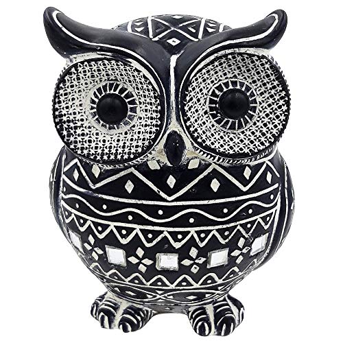 Rockin Owl Black and White Tribal Pattern Statue Figurine - Nice Decoration & Best Home/Office Décor 4 inch (Single)