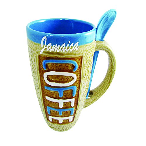Mug Set - Large Coffee Mug 16 Ounce Glazed Ceramic with Spoon in Holder Novelty Coffee Mug and Tea Cup