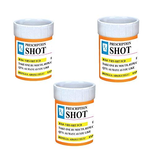 Funny Shot Glasses, Prescription-themed Novelty Shot Glass, 2 oz Unique Ceramic Shot Glasses for Men, Hilarious Gag Gifts for Birthday, Christmas, or Bachelor Party, Vodka, Whiskey, Tequila