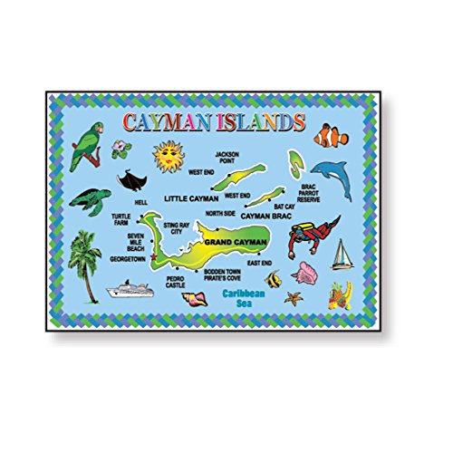 Magnets Cayman Islands Blue Map Souvenir Metal Refrigerator Magnets 2" x 3" Inch Makes a Great Souvenir or Gift