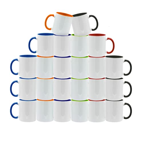 Sublimation Coffee Mugs, 11oz Sublimation Ceramic Blank Coffee Mugs Set of 24 White Tea Cups, Great for Bulk Bundle Sublimation Personalized Prints (Case of 24)