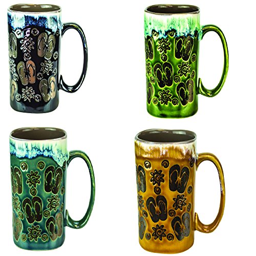 MUG Glazed Ceramic Coffee Mugs Flip Flops Sandals Design Dishwasher Microwave Safe Tall 16 Oz Mugs, Great Gift and Beautiful Kitchen Drinkware and Home Decor
