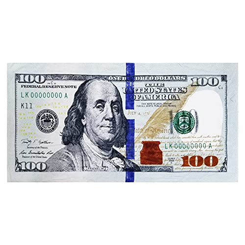 Money Beach Towel $100 Dollar Bill US Novelty Beach Towel 30" x 60" Soft Cotton Velour Towel for Men & Women, Best Fun Idea for The Beach Pool Sunbathing Towel (1)