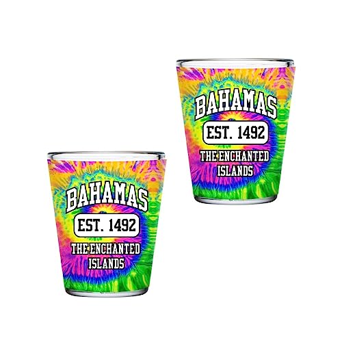 Bahamas Souvenir Gift Shots Glasses Set of 2 Gift Collectible Idea 2 Oz Shot Glass, Bahamas Gifts for Him & Her (Bahamas)