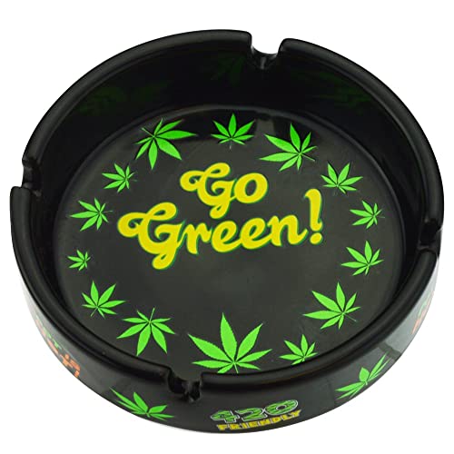 Rockin Gear Ashtray Weed Leaf Marijuana Go Green - Cigarette Marijuana Ashtray Weed Pot Hemp Cannabis Party Accessory
