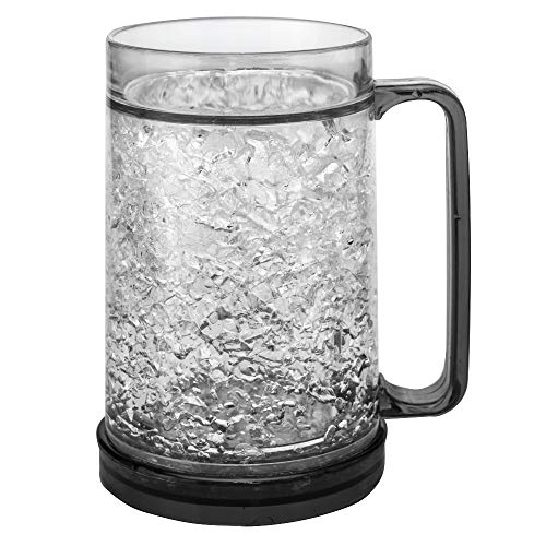 Beer Mugs For Freezer Set of 4, Insulated Freezer Mug for Beer and Cocktails with Handle, Freezer Safe Beer Steins Double Walled 16 oz Cups for Ice Cold Beer & Beverages (4 PACK)