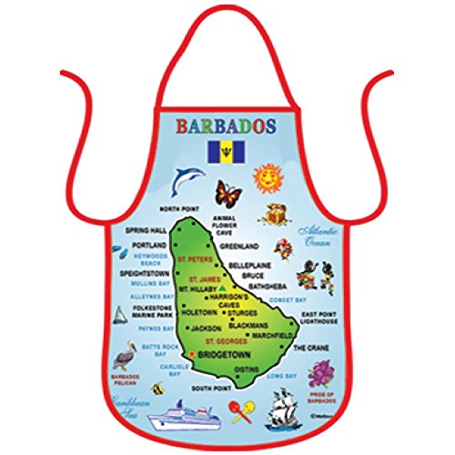 Chef Apron U.S Virgin Islands, St. Kitts, Barbados Map Gift Souvenir Fun Gifts, 100% Genuine Cotton Kitchen Accessory Baking, Cooking, Grilling Barbecuing Apron