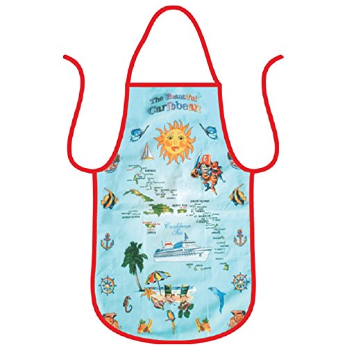 Chef Apron St. Maarten/Bahamas/Caribbean Map Gift Souvenir Fun Gifts, 100% Genuine Cotton Kitchen Accessory Baking, Cooking, Grilling Barbecuing Apron
