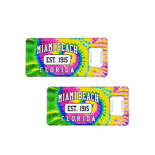Miami Beach Souvenir Gift Bottle Opener Set of 2, Miami Beach Gifts for Him & Her - Miami Beach Florida Est. Beer Bottle Opener (Miami Beach)