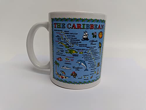 Rockin Gear Mug Caribbean Islands Map Souvenir Gift Mugs, Caribbean Collectible Coffee Cup 11 ounces, Great Caribbean Gift for Tea