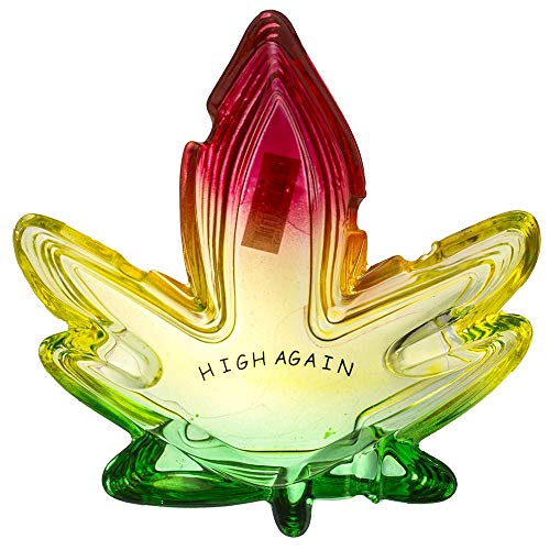 Glass Ashtray - Home & Outdoor Ashtray for Cigarettes and Weed, Cool Gag Gift for Smokers, Cute Indoor & Desktop Holder, 420 Cannabis Accessories