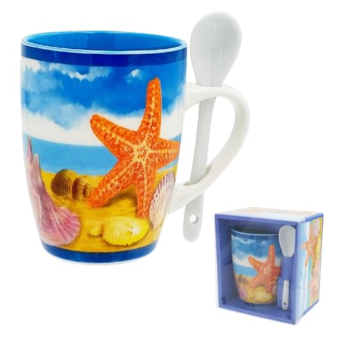 Rockin Mug Shells Coffee Mugs Gifts for Shells Lovers, Fun Seahells 12 oz Ceramic Mug for Mom Birthday Christmas and Him & Her (Seashells)