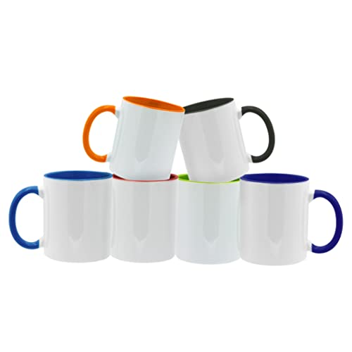 Sublimation Mugs, 11oz Sublimation Ceramic Blank Coffee Mugs Set of 6 White Tea Cups, Great for Bulk Bundle Sublimation Personalized Prints