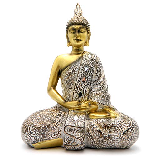 Buddha Statue for Home Decor - Modern Mosaic 10" Tall Sculptures, Zen Buddah Statues and Figurines Office Meditation Room Temple
