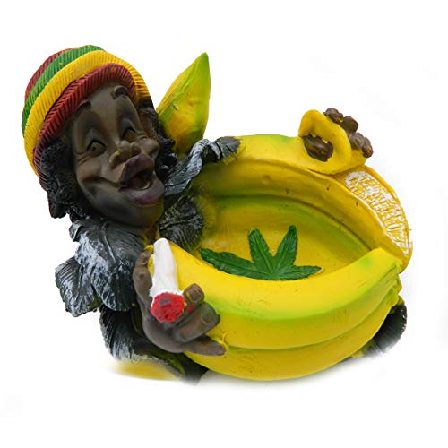 Ashtray Rasta Figurine Ashtray for Weed Jamaican Man Marijuana Joint Ashtray - Hemp Pot Cannabis Party Accessory Tropical Fruit Banana Ashtray