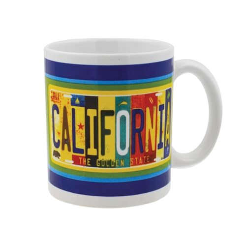 Mug Souvenir Gifts Coffee Cup License Plate Island Ceramic 11 oz Tea Mugs, Fun Cali Gifts for Mom Christmas Birthday and Him & Her, Medium