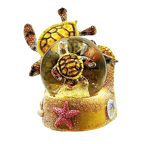 Turtles Snow Globe with Sea Turtle Statue Figurine Collectible, 4" Cute Snowglobe Turtles Gifts for Him & Her, Secret Santa (Brown)
