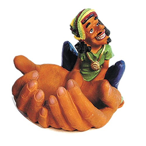 Ashtray Rasta Man Collectible Figurine Jamaican Man Big Hand Resin Ashtray Weed Hemp Marijuana Pot Cannabis Party - Great Gag Gifts for Men, White Elephant Gifts for Humor (D)