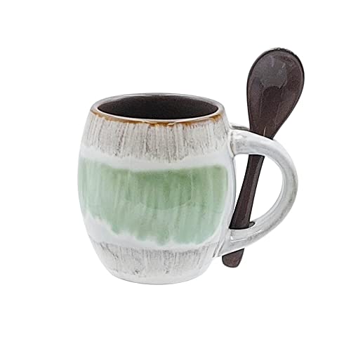 Espresso Cups with Spoon Glazed Ceramic 5oz Set Coffee Mugs, Best Novelty Gifts for Coffee Tea Lover/Addicts