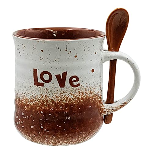 Mug Set, Couples Gift Mugs Love Theme Glazed Ceramic Coffee and Tea Cup with Handle - a great marriage or couples Gift 19 ounces