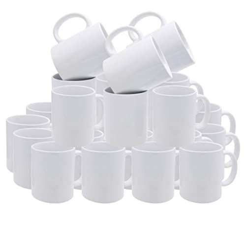 Rockin Sublimation Mugs, 11oz Sublimation Ceramic Blank Coffee Mugs Set of 36 White Tea Cups, Great for Bulk Bundle Sublimation Personalized Prints