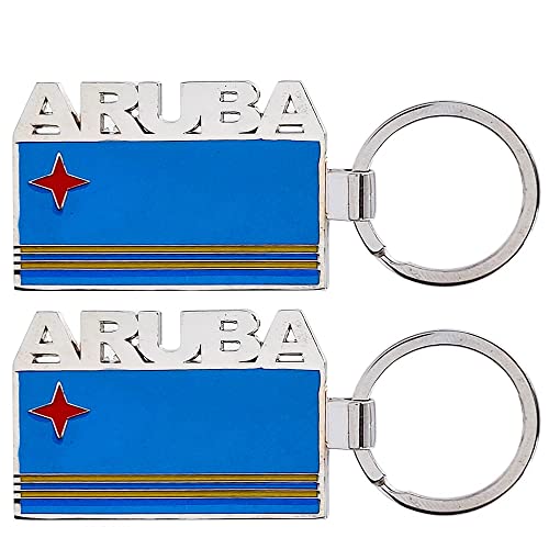 Rockin Gear Keychain Aruba Flag Souvenir Gifts Key Chains Set of 2, Stainless Steel Aruba Flag Keyring Gift for Men and Women (Set of 2)