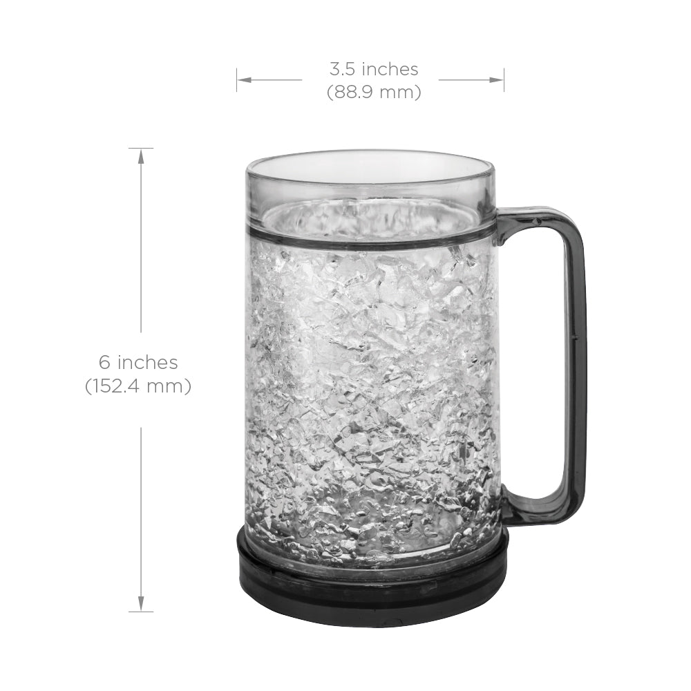 Beer Mugs For Freezer Set of 4, Insulated Freezer Mug for Beer and Cocktails with Handle, Freezer Safe Beer Steins Double Walled 16 oz Cups for Ice Cold Beer & Beverages (4 PACK)