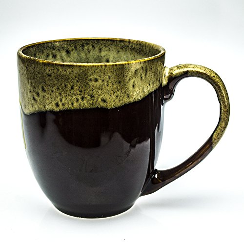 Rockin Mug- Hand Glazed Intricate Ceramic Coffee Mug and Tea Cup - 14 oz -Best Gift for Coffee Tea Lover/Addicts (Brown)