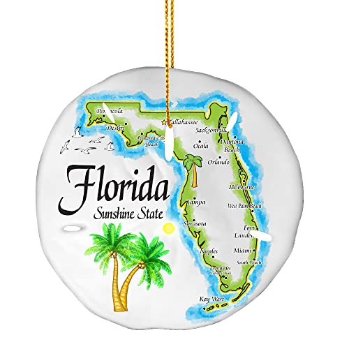 Christmas Ornaments - Handmade Florida Gift Souvenir Stocking Stuffer, Sand Dollar Ornament for Christmas Tree Decoration (Florida)