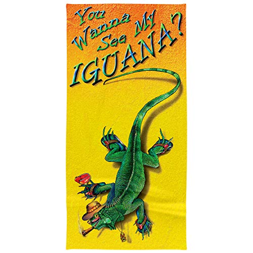 Rockin Towel Iguana Lizard Beautiful Beach Towels Novelty Decorative Designs 30" x 60" Soft Cotton Velour Towel Ideal for The Beach Pool Sunbathing (1)