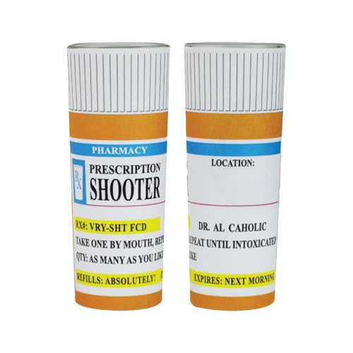 Funny Shot Glasses, Prescription-themed Novelty Shot Glass, 2 oz Unique Ceramic Shot Glasses for Men, Hilarious Gag Gifts for Birthday, Christmas, or Bachelor Party, Vodka, Whiskey, Tequila