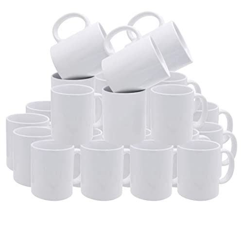 Sublimation Coffee Mugs, 11oz Sublimation Ceramic Blank Coffee Mugs Set of 24 White Tea Cups, Great for Bulk Bundle Sublimation Personalized Prints