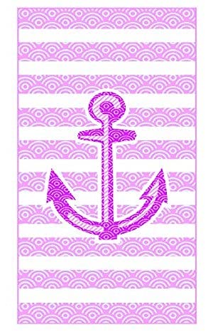 Rockin Anchor Striped Beach Towel Novelty 30" x 60" Soft Cotton Towels for Adults & Kids, Large Pool Beach Towels (Pink, Anchor)