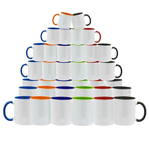 Rockin Sublimation Mugs, 11oz Sublimation Ceramic Blank Coffee Mugs Set of 36 White Tea Cups, Great for Bulk Bundle Sublimation Personalized Prints