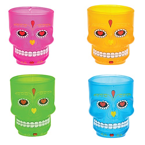 Skull Shot Glasses Set of 4 Cranium Skull 2 oz Unique Funny Novelty Birthday Shot Glass set, Great Gag Gifts Shot Glasses for Vodka, Whiskey, Tequila