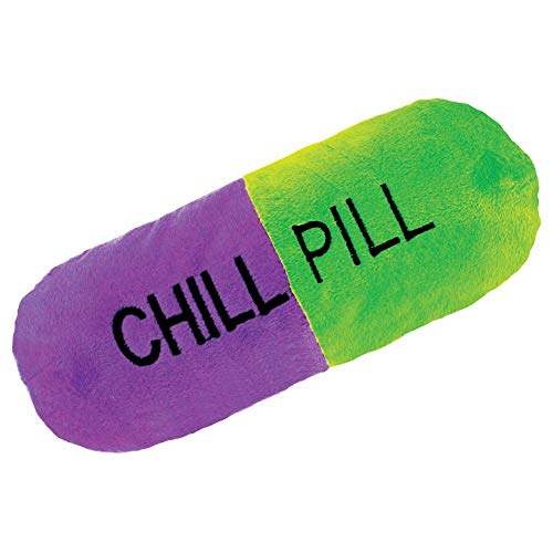 Rockin Chill Pill Mini Throw Pillow 11"x4" Soft and Plush Décor Pillow and Funny Novelty Pillow (Purple & Green)