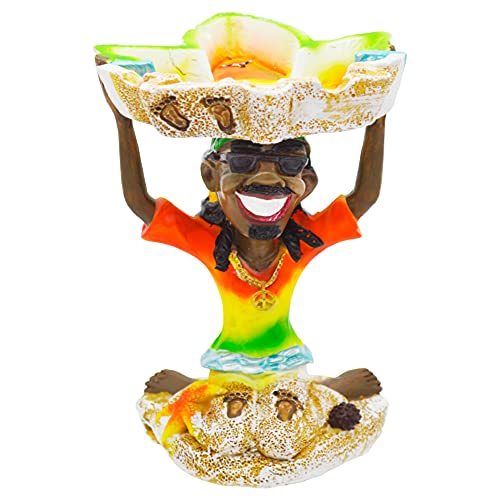 Rockin Gear Weed Ashtrays, Fun Cigarette Ashtray, Cool Rasta Figurine Ashtrays Jamaican Man Holding Cannabis Leaf Marijuana Hemp Pot Fun Ashtray, Unique Cigar Ashtray Smoking, Gag Gift for Men