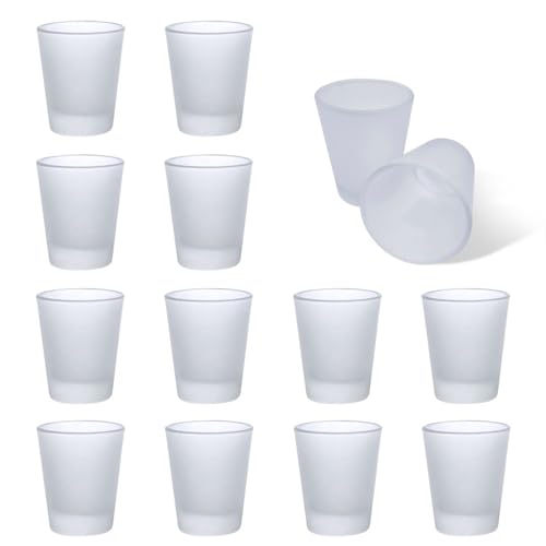 Rockin Shot Glasses Set of 12 Clear 1.5 oz Shot Glass with Heavy Base, Frosted Clear Bulk Bundle Shots (12)