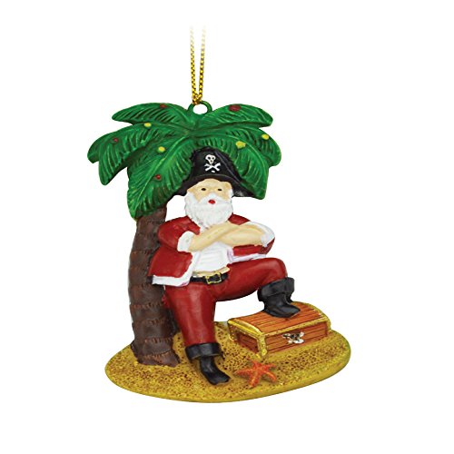 Christmas Ornament Santa Claus Figurine Fun Tropical Ornaments Funny Santa Clause Christmas Tree Decorations (Pirate Santa Palm)