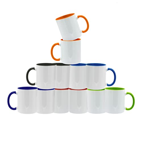 Sublimation Coffee Mugs, 11oz Sublimation Ceramic Blank Coffee Mugs Set of 12 White Tea Cups, Great for Bulk Bundle Sublimation Personalized Prints