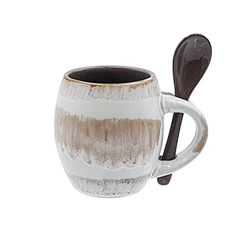 Espresso Cups with Spoon Glazed Ceramic 5oz Set Coffee Mugs, Best Novelty Gifts for Coffee Tea Lover/Addicts