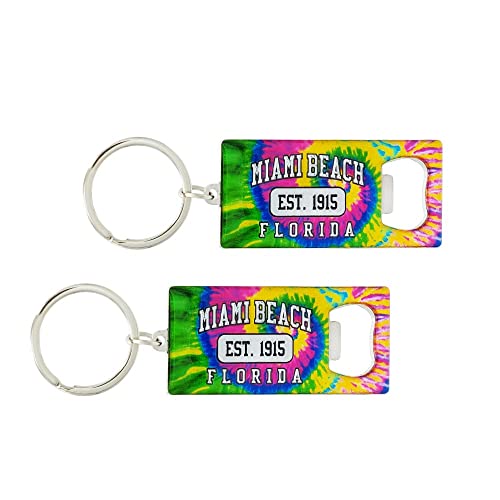 Key Chains Miami Beach Souvenir Gift Keyring Set of 2, Miami Beach Florida Gifts for Him & Her - Miami Beach Est. Bottle Opener (Miami Beach)