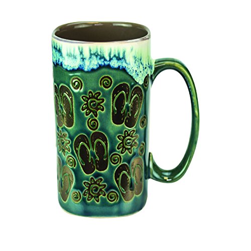 MUG Glazed Ceramic Coffee Mugs Flip Flops Sandals Design Dishwasher Microwave Safe Tall 16 Oz Mugs, Great Gift and Beautiful Kitchen Drinkware and Home Decor