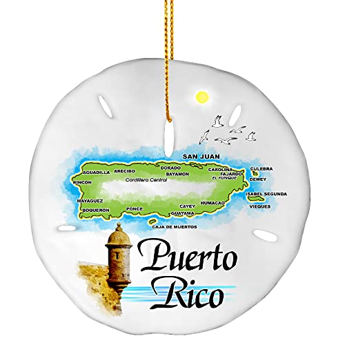 Christmas Ornaments - Handmade Puerto Rico Gift Souvenir Stocking Stuffer, Sand Dollar Ornament for Christmas Tree Decoration (Puerto Rico)